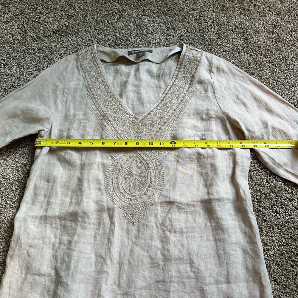 Tommy Bahama Cream V-Neck Linen Tunic Size S Women - Picture 6 of 8